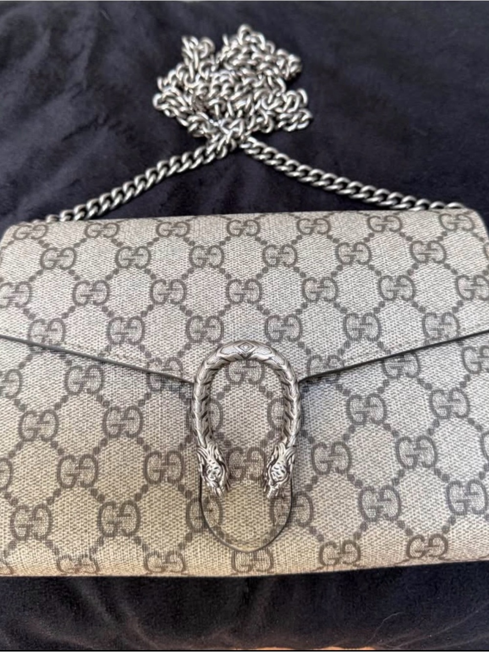 GUCCI GG Supreme Dionysus Wallet on Chain Beige